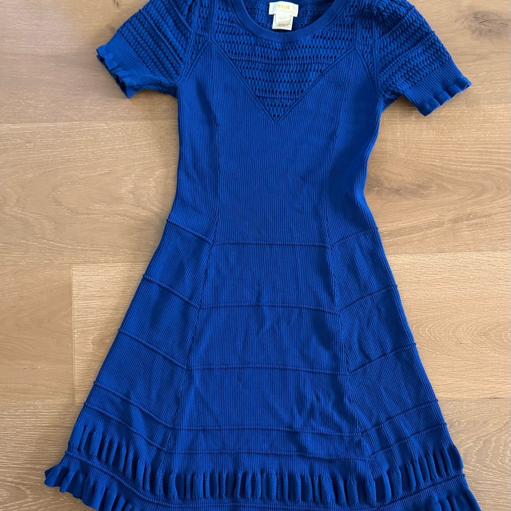 Maeve For Anthropologie Cobalt Blue Knit Flare Sweater Dress Size Medium